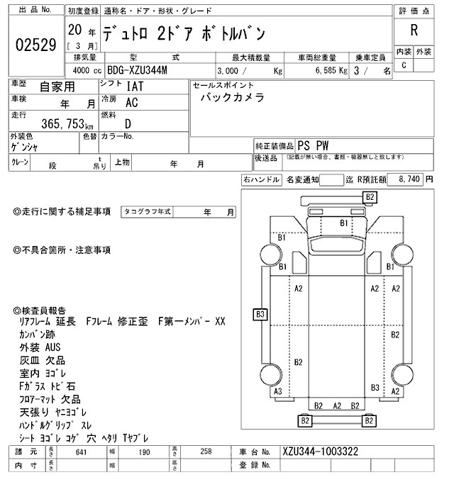 Аукционный лист HINO DUTRO 2008