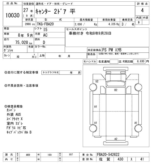 Аукционный лист MITSUBISHI CANTER 2015