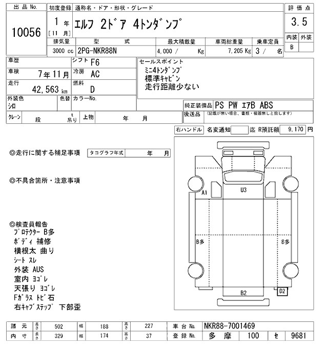 Аукционный лист ISUZU ELF 2019