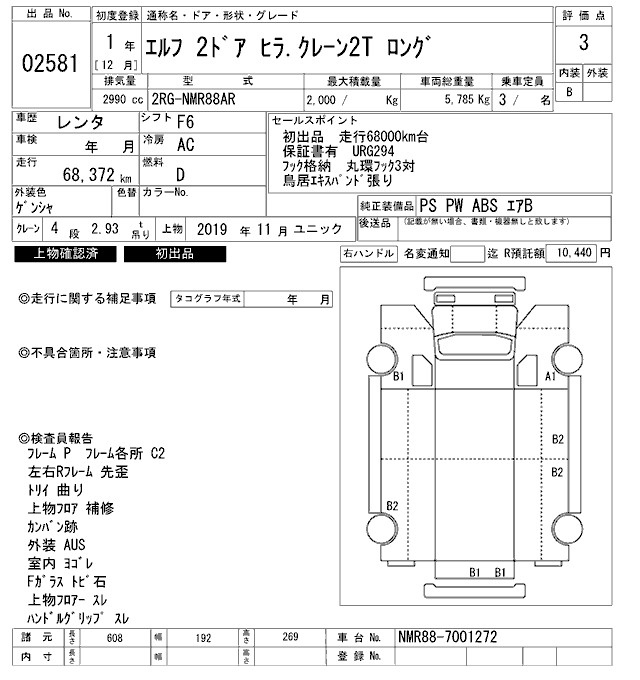Аукционный лист ISUZU ELF 2019