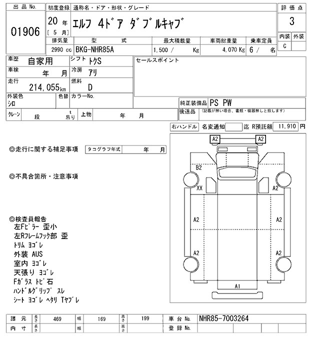 Аукционный лист ISUZU ELF 2008