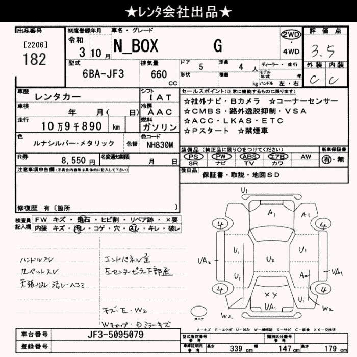 Аукционный лист HONDA N BOX 2021