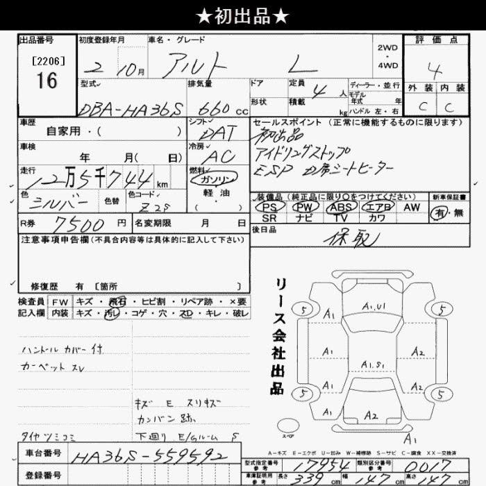 Аукционный лист SUZUKI ALTO 2020