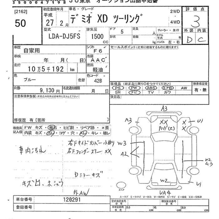 Аукционный лист MAZDA DEMIO 2015