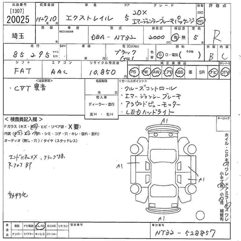 Аукционный лист NISSAN X-TRAIL 2015