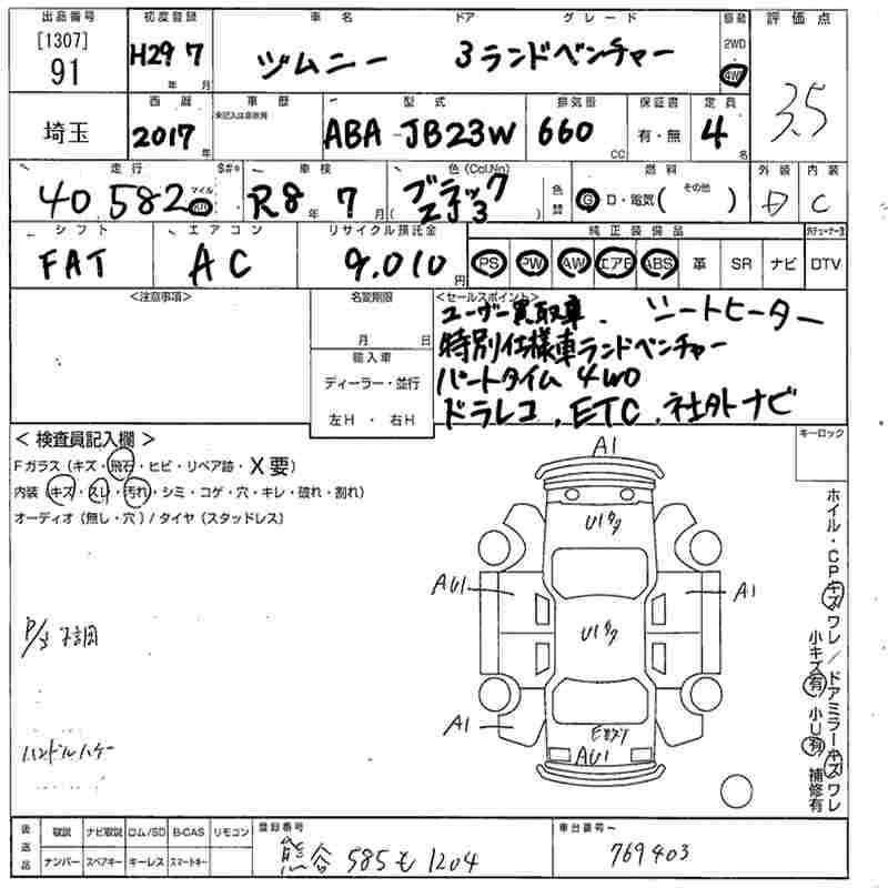 Аукционный лист SUZUKI JIMNY 2017