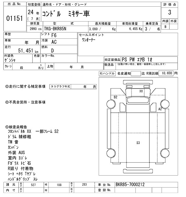 Аукционный лист NISSAN CONDOR 2012