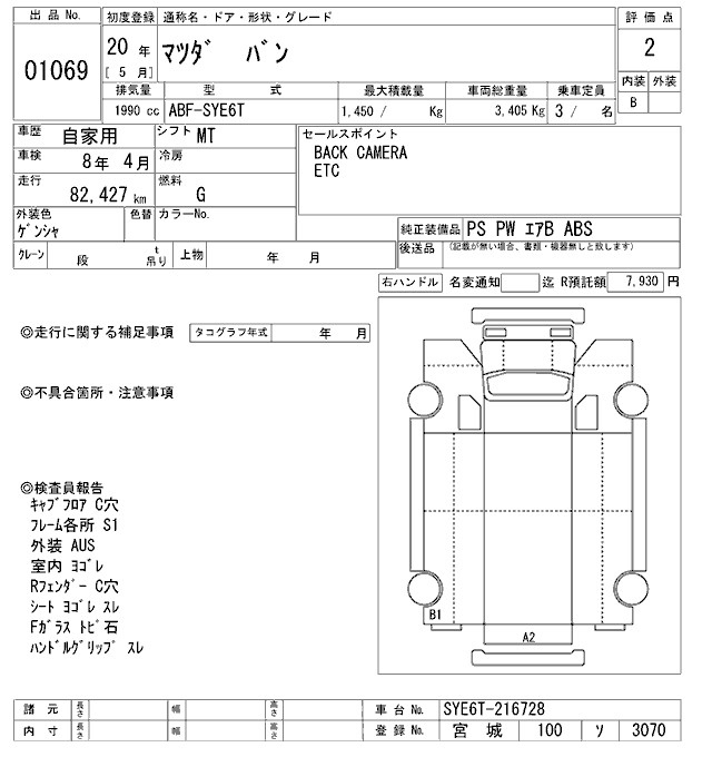 Аукционный лист MAZDA OTHER 2008