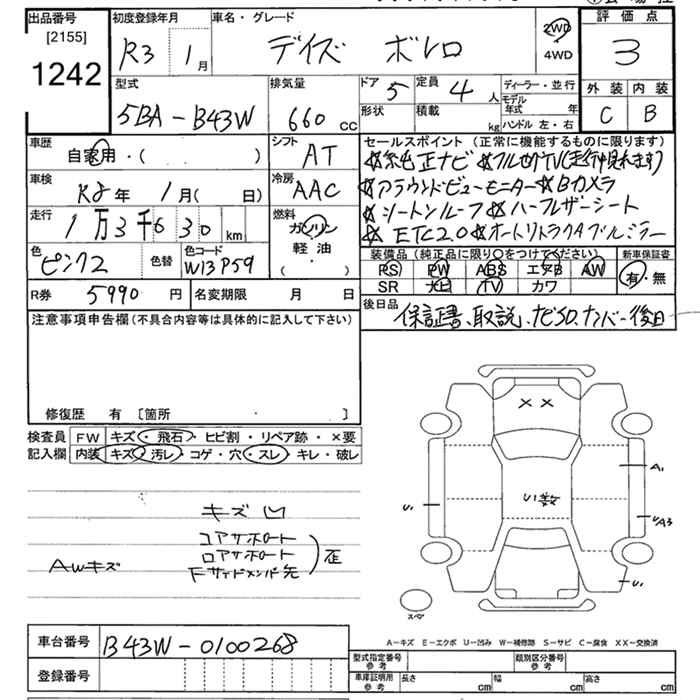 Аукционный лист NISSAN DAYZ 2021