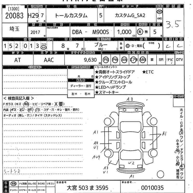 Аукционный лист DAIHATSU THOR 2017