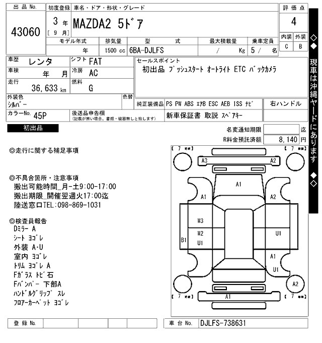 Аукционный лист MAZDA MAZDA2 2021