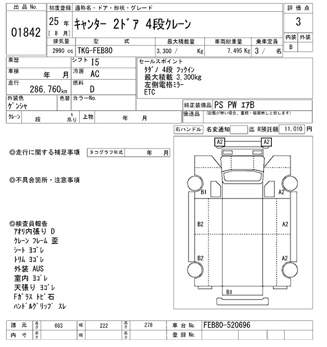 Аукционный лист MITSUBISHI CANTER 2013
