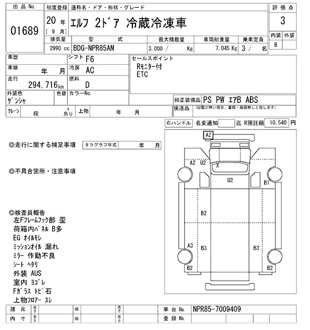 Аукционный лист ISUZU ELF 2008
