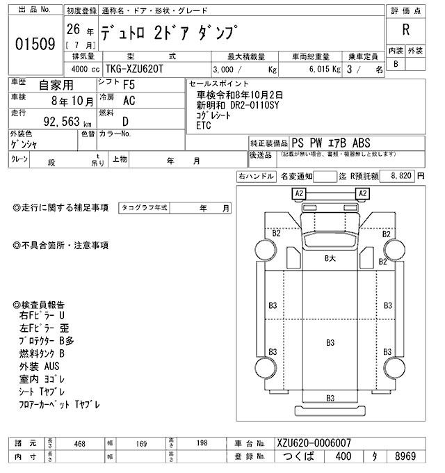 Аукционный лист HINO DUTRO 2014