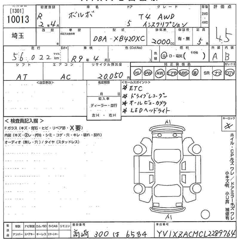 Аукционный лист VOLVO XC40 2020
