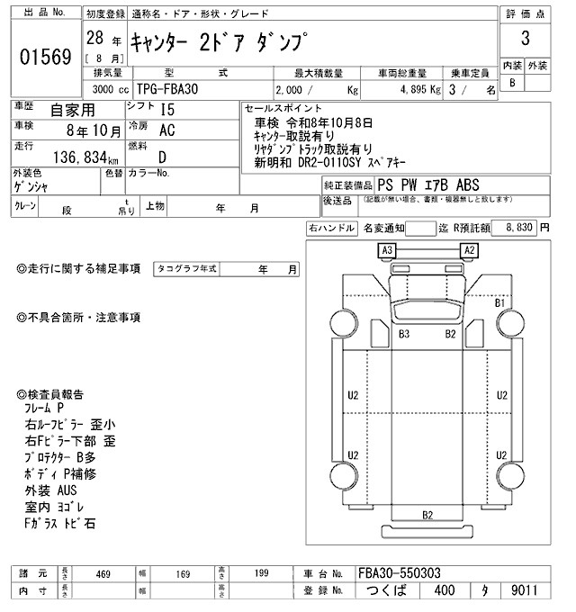 Аукционный лист MITSUBISHI CANTER 2016
