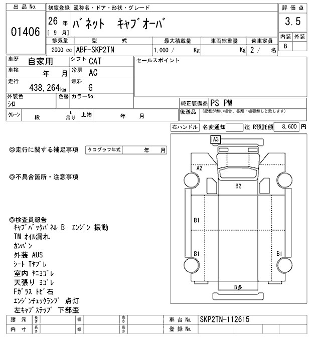 Аукционный лист NISSAN VANETTE TRUCK 2014