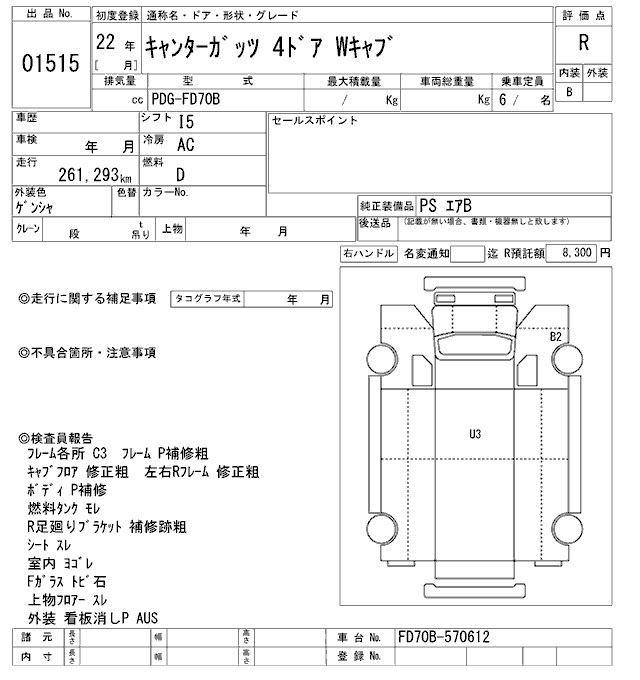 Аукционный лист MITSUBISHI CANTER 2010