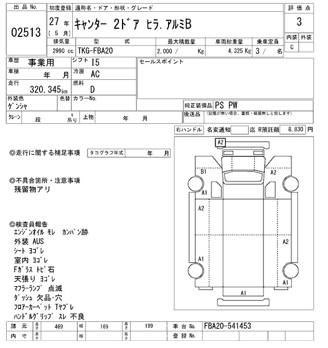 Аукционный лист MITSUBISHI CANTER 2015