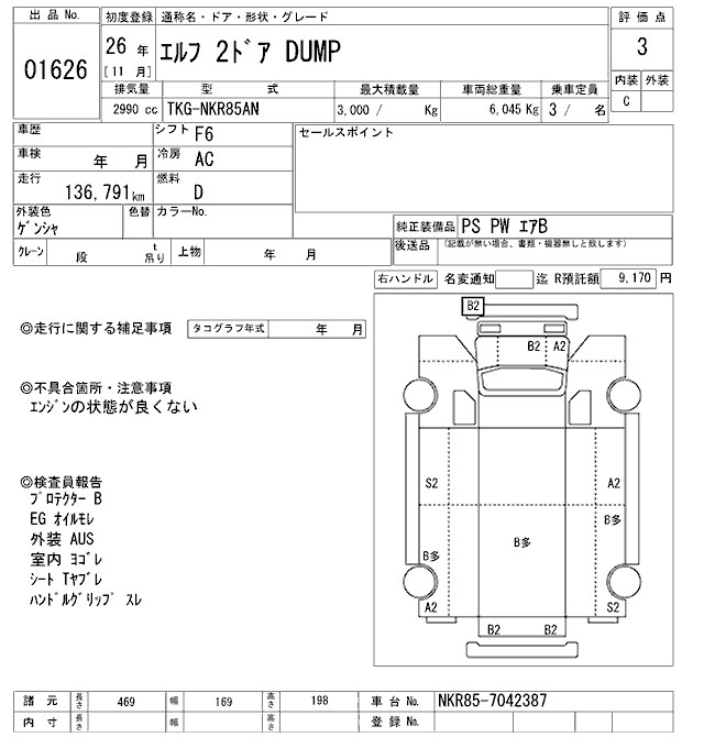 Аукционный лист ISUZU ELF 2014