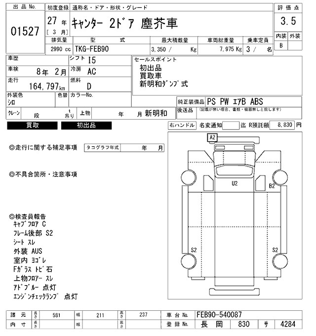 Аукционный лист MITSUBISHI CANTER 2015