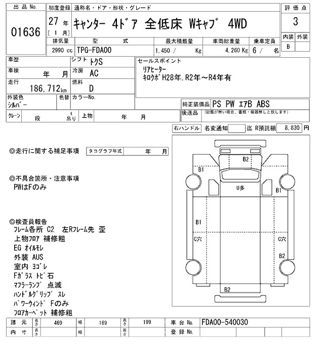Аукционный лист MITSUBISHI CANTER 2015