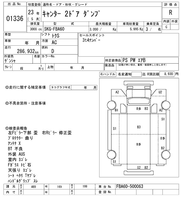 Аукционный лист MITSUBISHI CANTER 2011