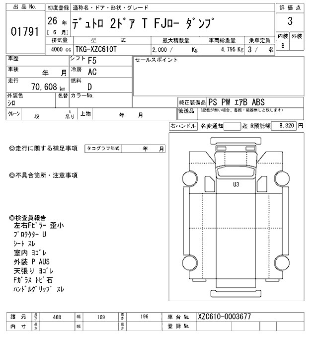 Аукционный лист HINO DUTRO 2014