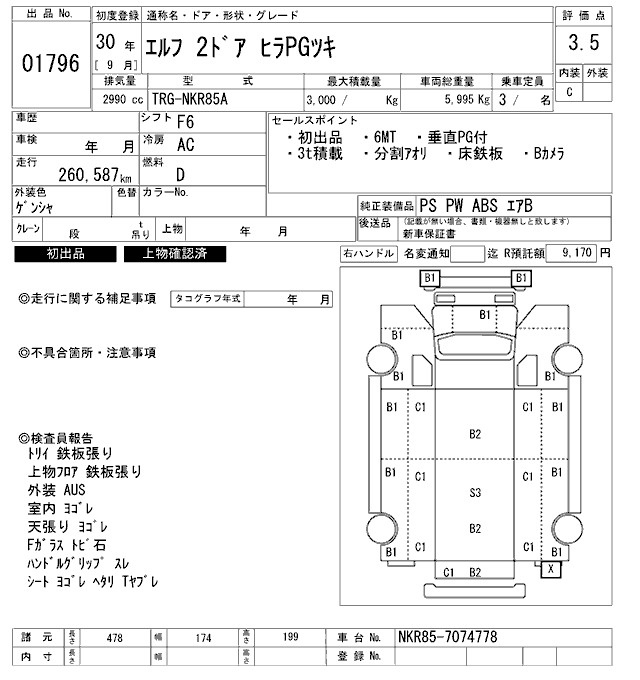 Аукционный лист ISUZU ELF 2018