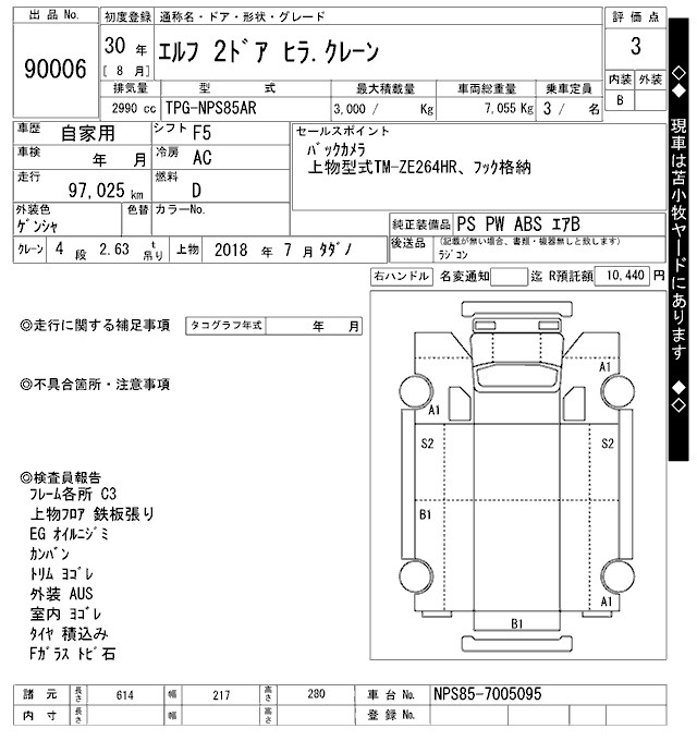 Аукционный лист ISUZU ELF 2018