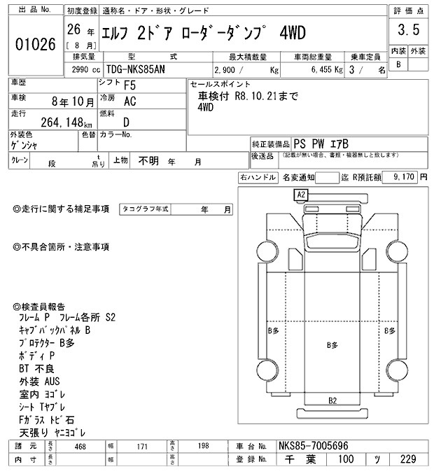 Аукционный лист ISUZU ELF 2014
