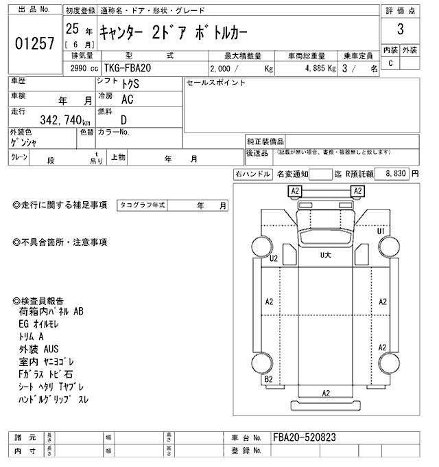 Аукционный лист MITSUBISHI CANTER 2013