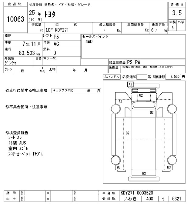 Аукционный лист TOYOTA OTHER 2013