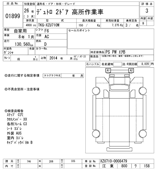 Аукционный лист HINO DUTRO 2014