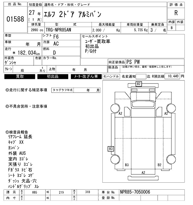 Аукционный лист ISUZU ELF 2015