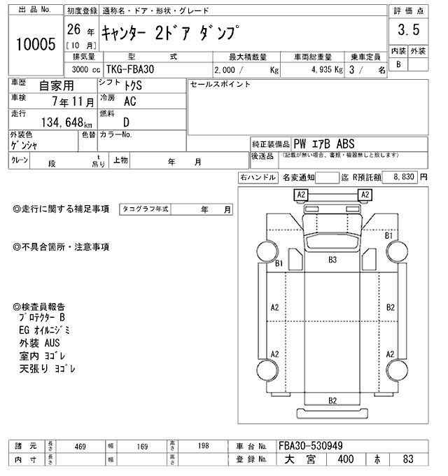 Аукционный лист MITSUBISHI CANTER 2014