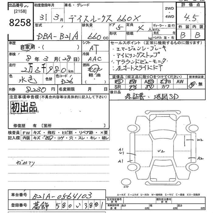 Аукционный лист NISSAN DAYZ ROOX 2019