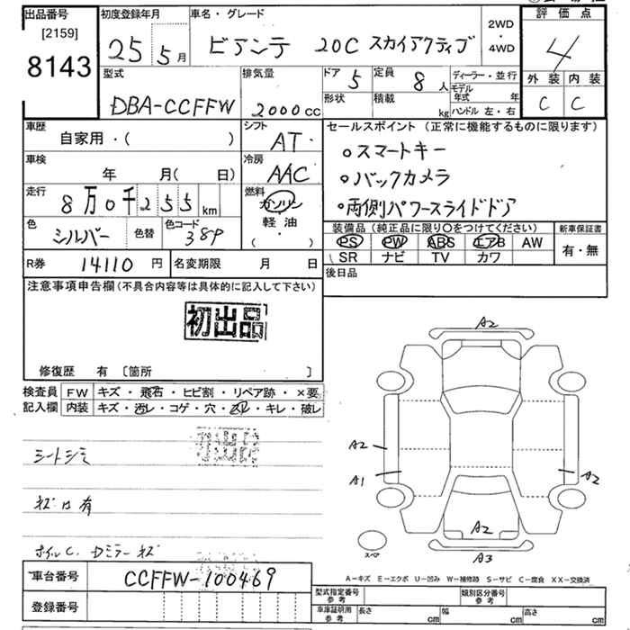 Аукционный лист MAZDA BIANTE 2013