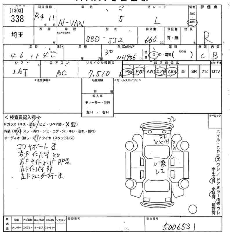 Аукционный лист HONDA N VAN 2022