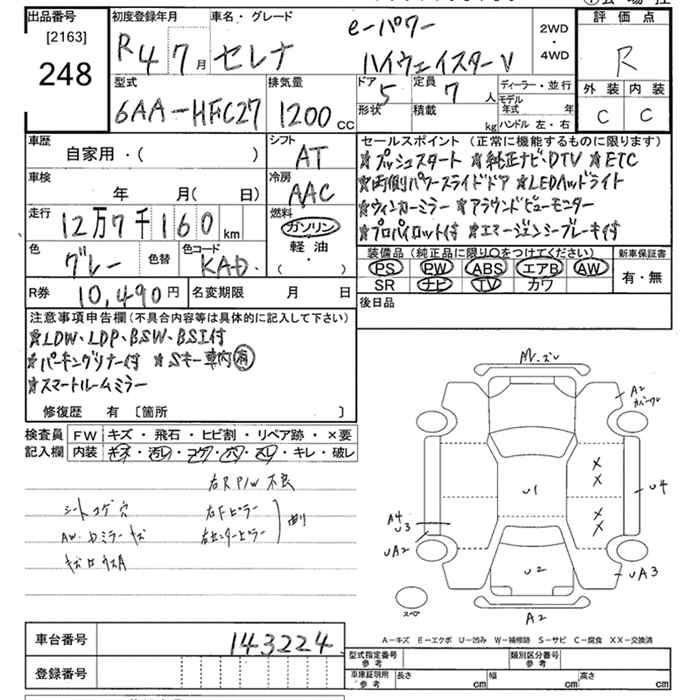 Аукционный лист NISSAN SERENA 2022