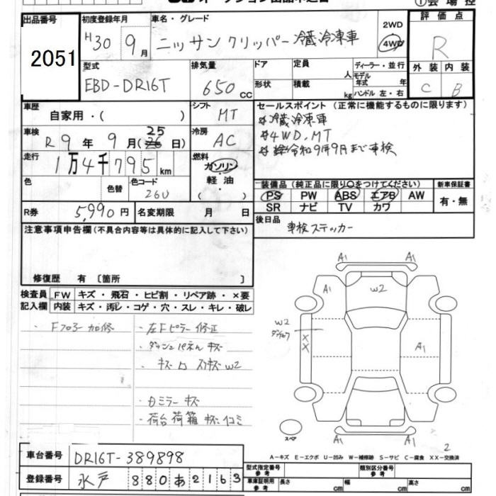 Аукционный лист NISSAN CLIPPER TRUCK 2018