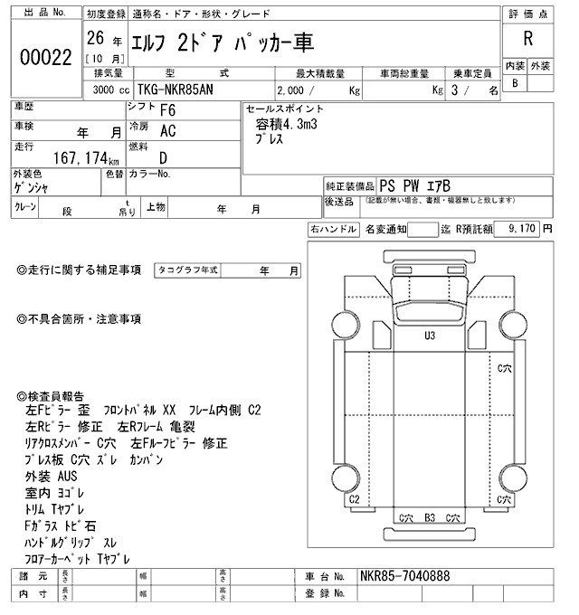 Аукционный лист ISUZU ELF 2014