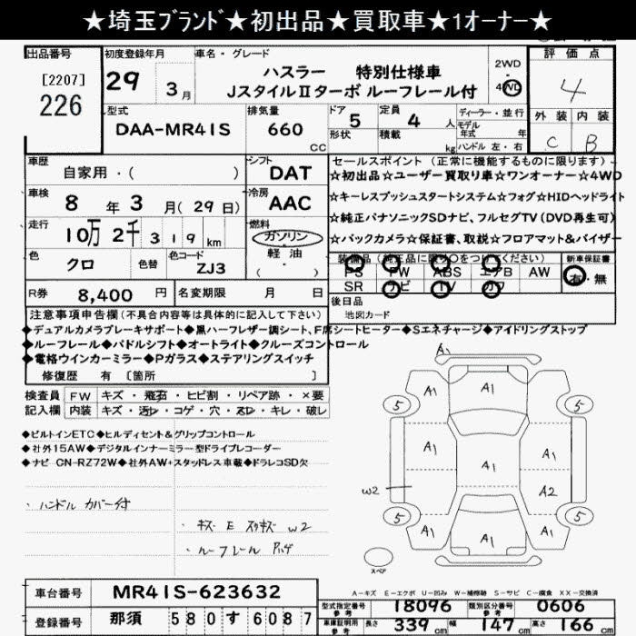 Аукционный лист SUZUKI HUSTLER 2017