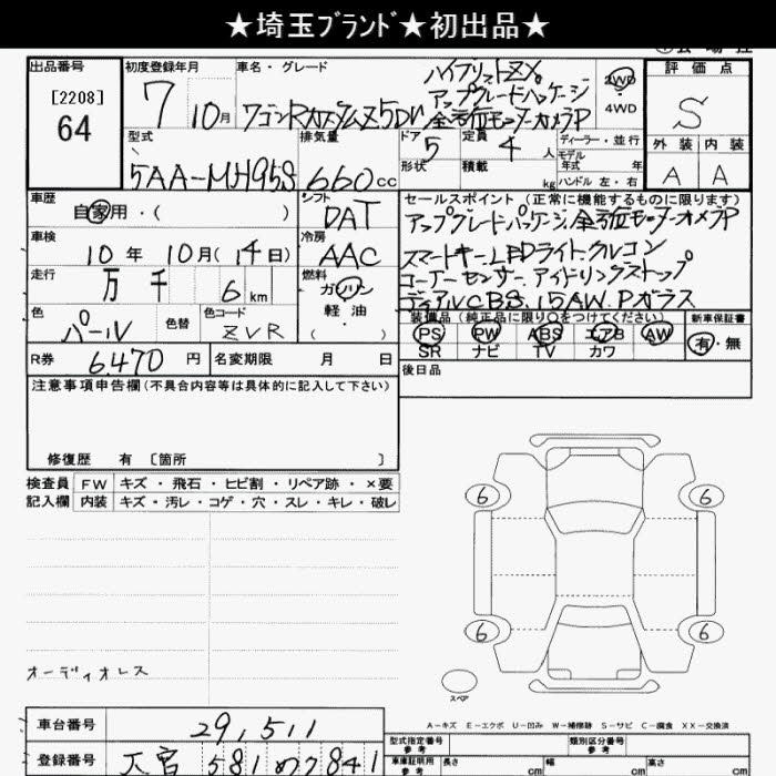 Аукционный лист SUZUKI WAGON R 2025