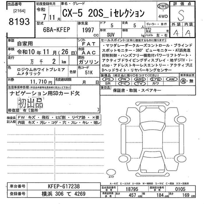Аукционный лист MAZDA CX-5 2025