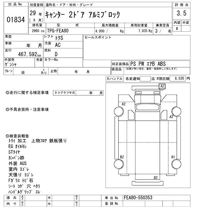 Аукционный лист MITSUBISHI CANTER 2017