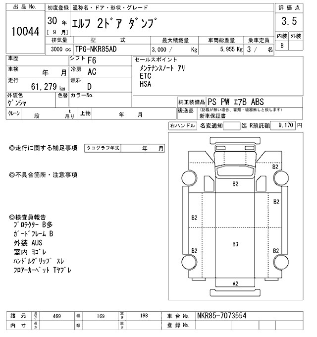 Аукционный лист ISUZU ELF 2018
