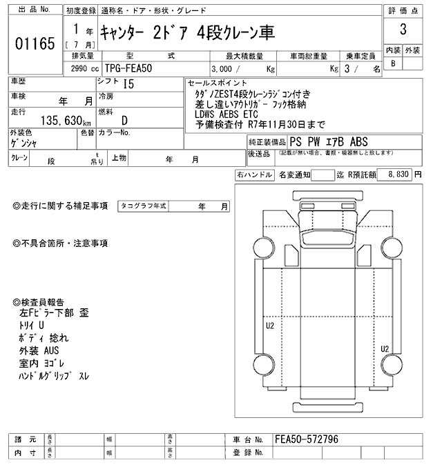 Аукционный лист MITSUBISHI CANTER 2019