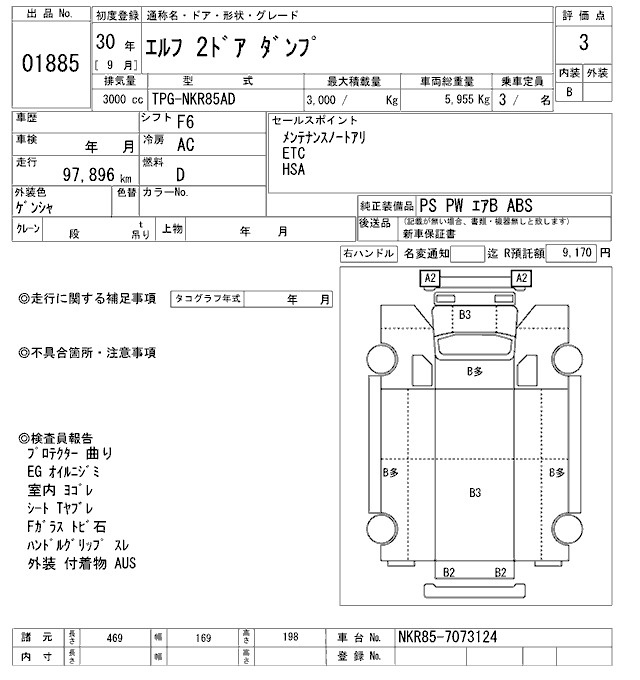 Аукционный лист ISUZU ELF 2018