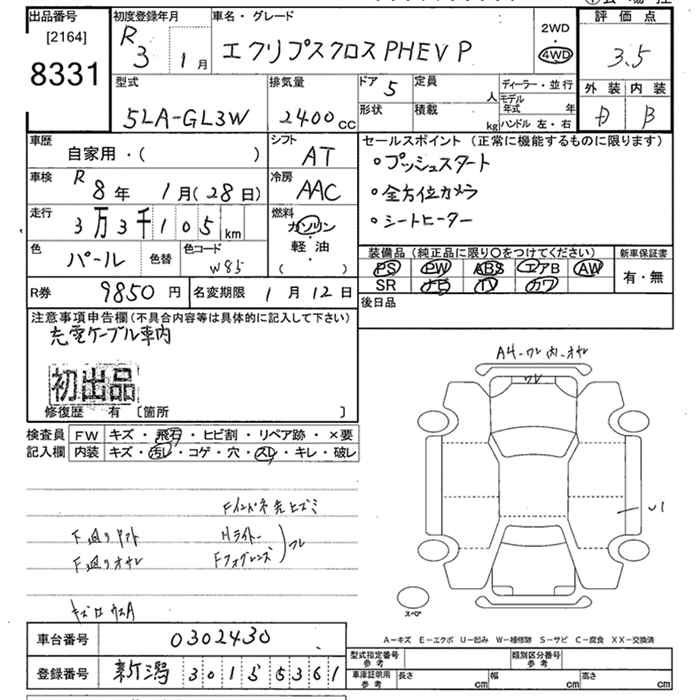 Аукционный лист MITSUBISHI ECLIPSE CROSS 2021